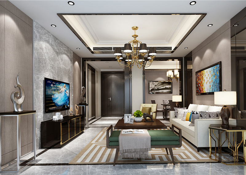 <b>义乌绿城玫瑰园现代客厅装修效果图设计方案图</b>