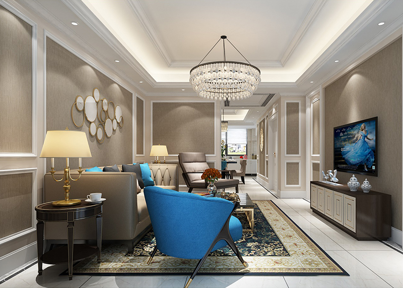 香湖简欧式客厅方案效果图