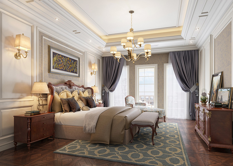 欧景名城168平欧式主卧室3d效果图设计作品