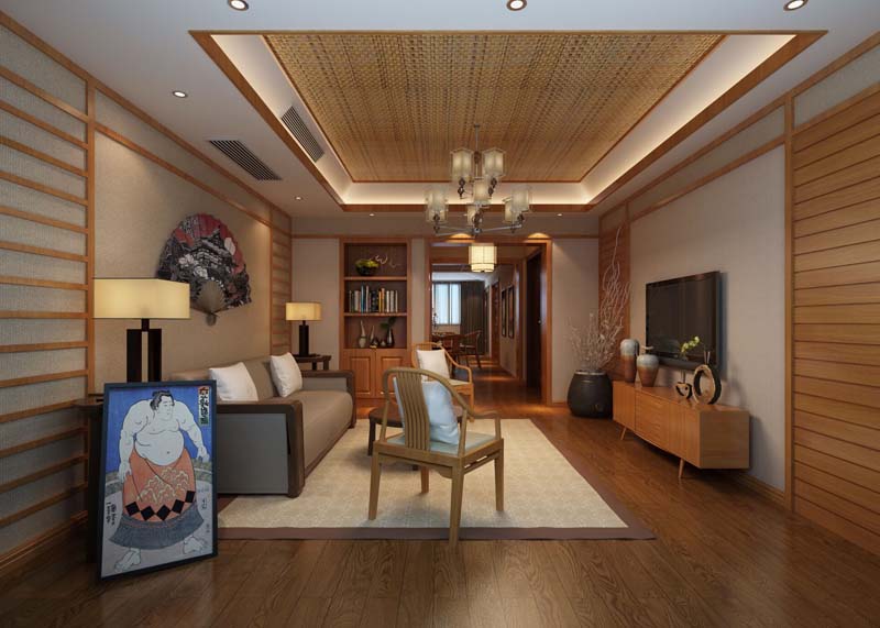 海棠花园客厅设计方案3d图 180平 日式