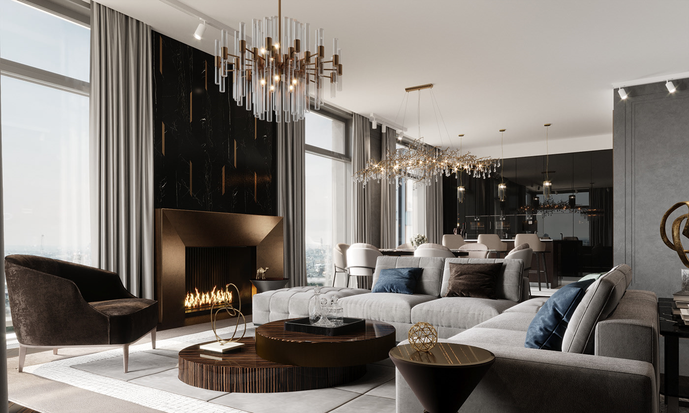 <b>现代公寓家装客厅装修3d建模设计方案</b>