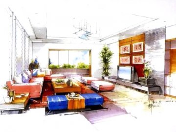 手绘彩色效果图与电脑3d效